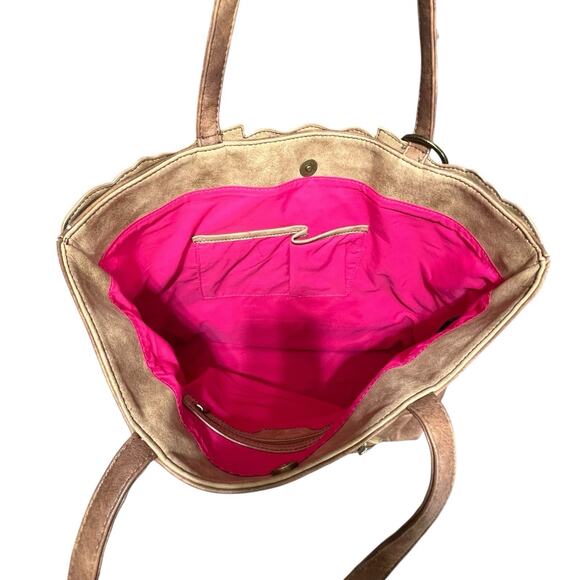 Catchfly Mandala Filigree Concealed Carry Handbag Shoulder Tote Boho Tassel Tan - Picture 8 of 16